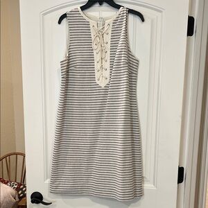 Daniel Cremieux Cream and navy Striped Mini Dress